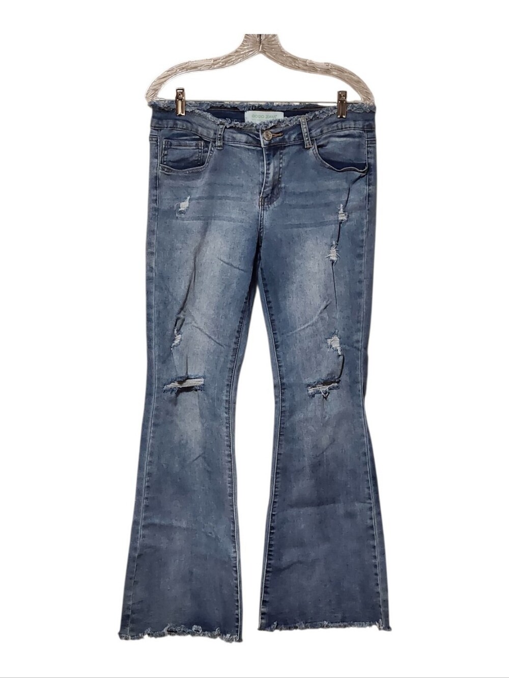Gogo Eco Friendly Stretchy Distressed Flare Jeans - Blue Size 11